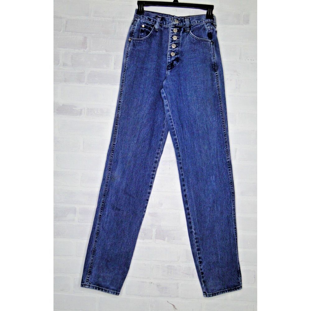 Vintage Wrangler Jeans Women's 3/4 Blue Denim‎ Button Fly USA Cowgirl